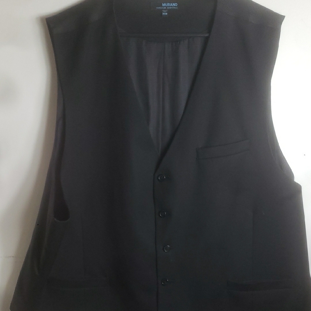 Murano Men's Sleek 5- Button Black Vest 3XB Suit Formal